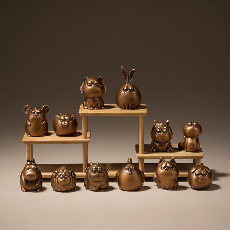 Twelve Zodiac Auspicious Copper Figurines