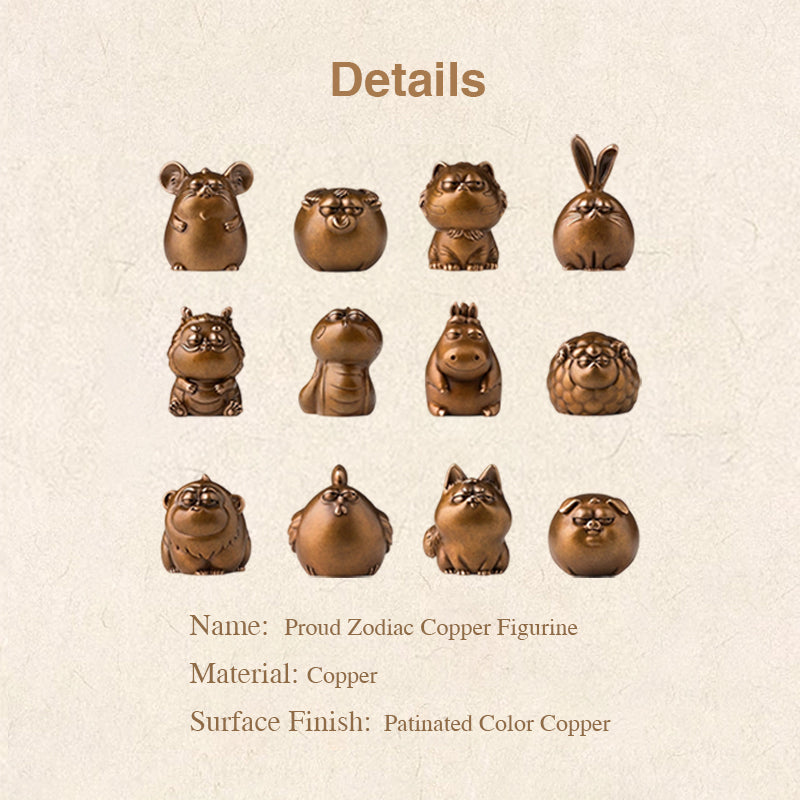 Twelve Zodiac Auspicious Copper Figurines
