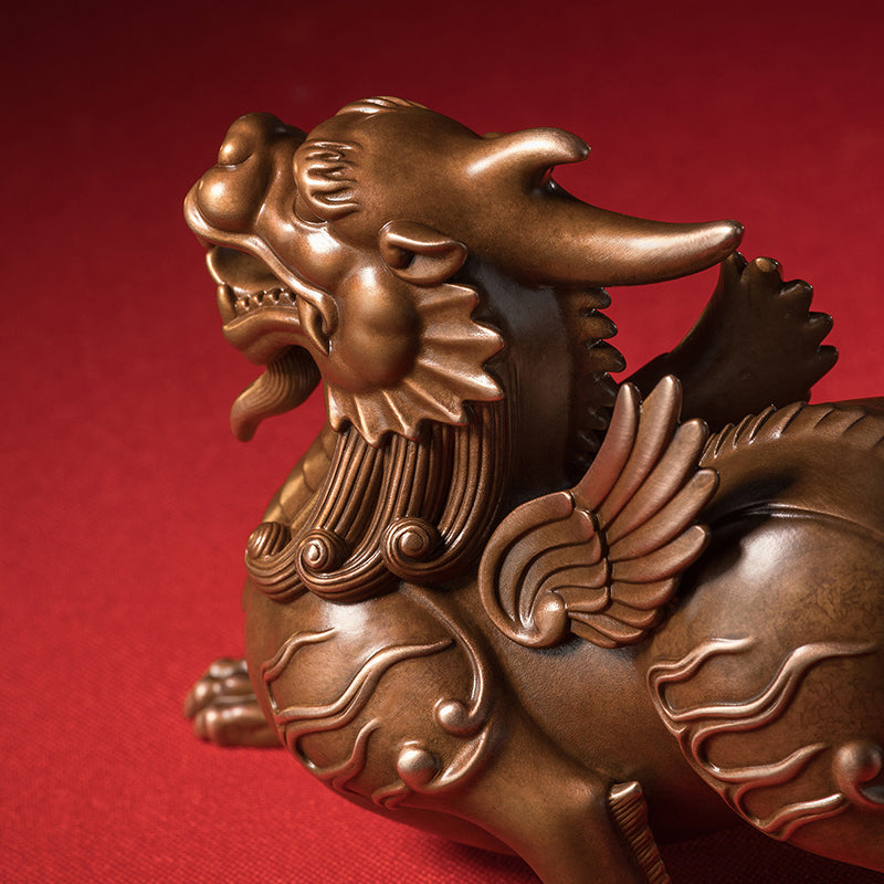 Pixiu Welcoming Wealth Copper Figurine