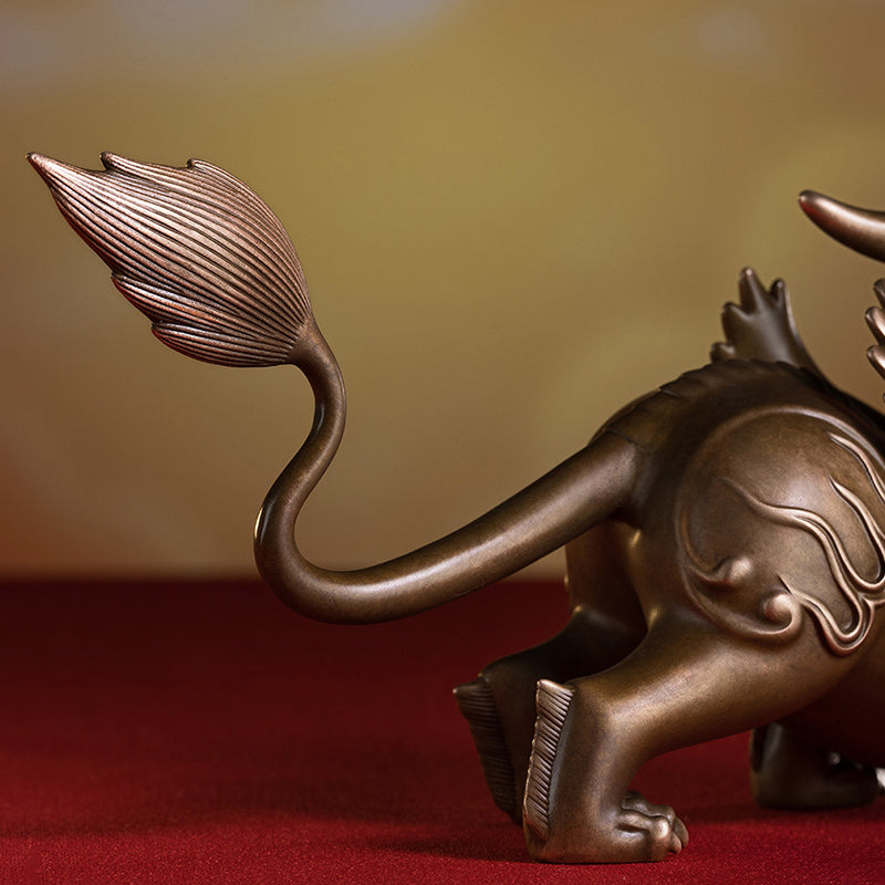 Pixiu Welcoming Wealth Copper Figurine