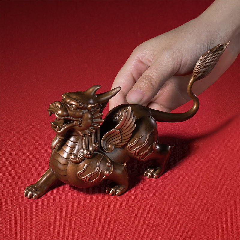 Pixiu Welcoming Wealth Copper Figurine
