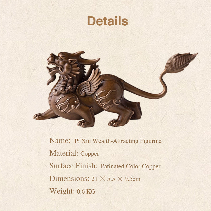 Pixiu Welcoming Wealth Copper Figurine