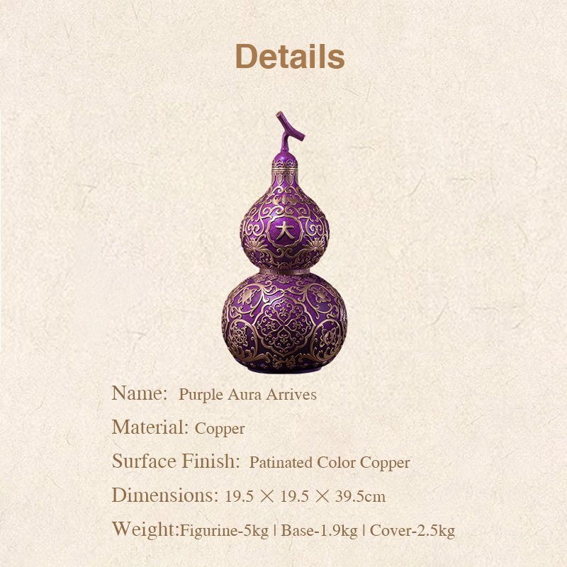 Purple Qi from the East Wealth-Attracting Gourd Copper Ornament