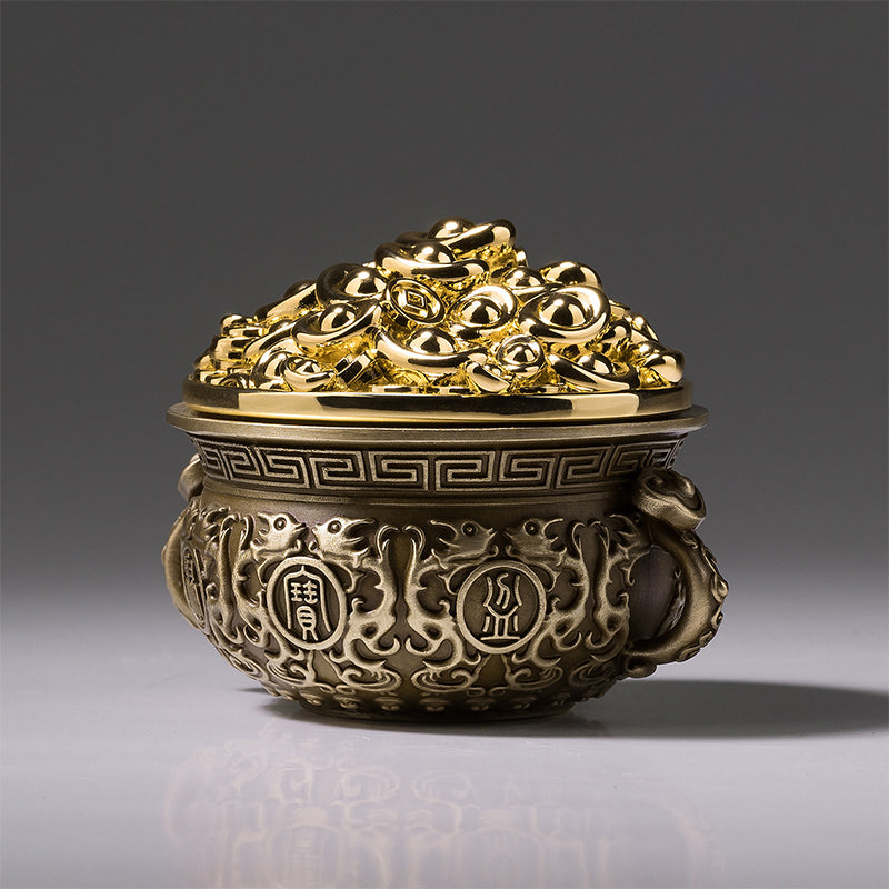 Spinning Wealth Treasure Basin Brass Ornament