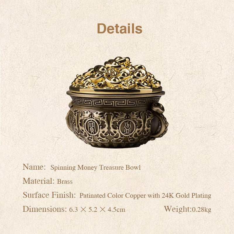 Spinning Wealth Treasure Basin Brass Ornament