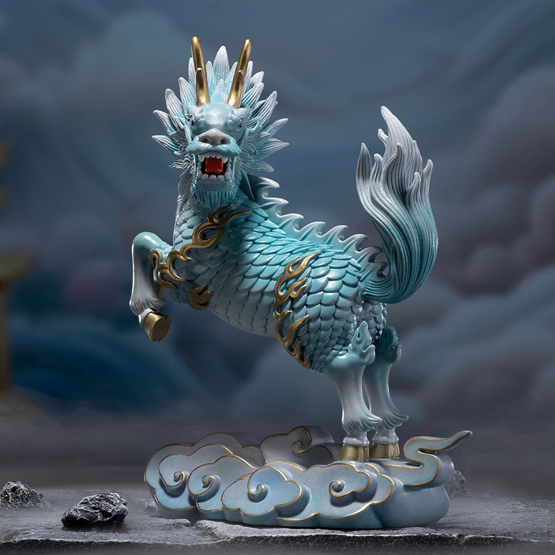 Cloud-Treading Auspicious Qilin Brass Ornament
