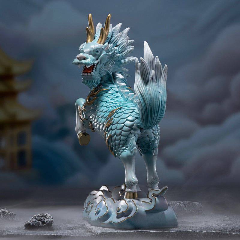 Cloud-Treading Auspicious Qilin Brass Ornament