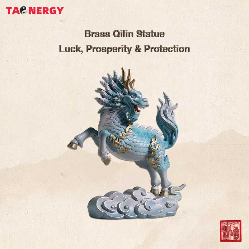 Cloud-Treading Auspicious Qilin Brass Ornament