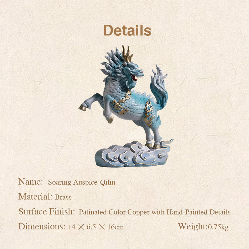Cloud-Treading Auspicious Qilin Brass Ornament