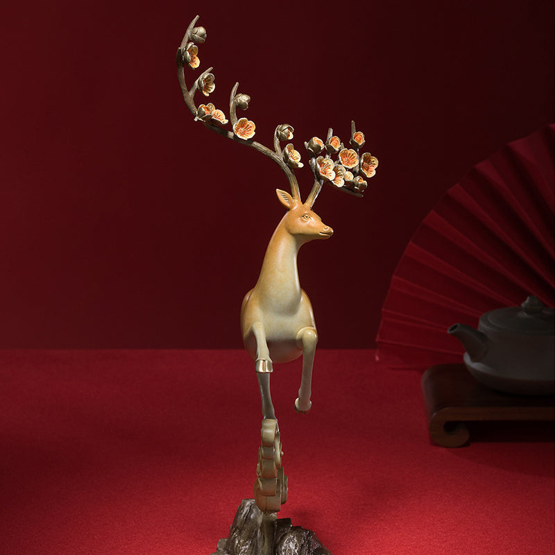 Blooming Path・Auspicious Cloud Spirit Deer Brass Ornament