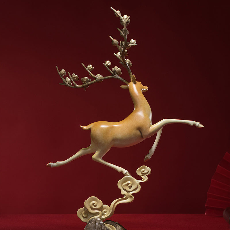 Blooming Path・Auspicious Cloud Spirit Deer Brass Ornament