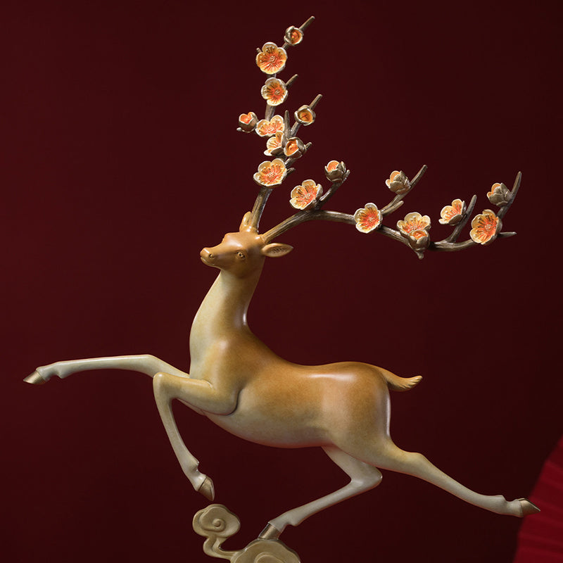 Blooming Path・Auspicious Cloud Spirit Deer Brass Ornament