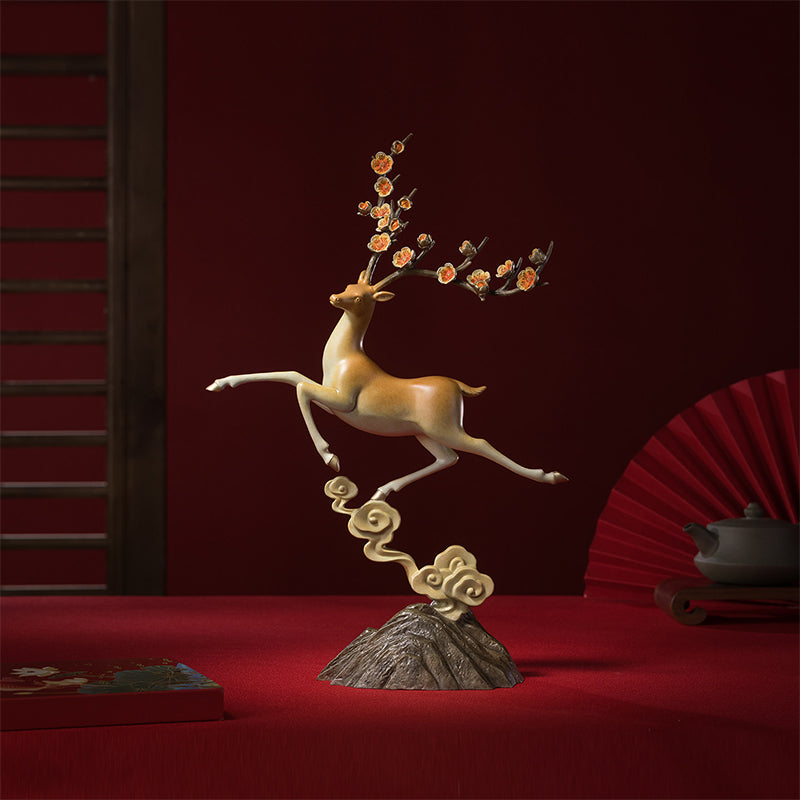 Blooming Path・Auspicious Cloud Spirit Deer Brass Ornament