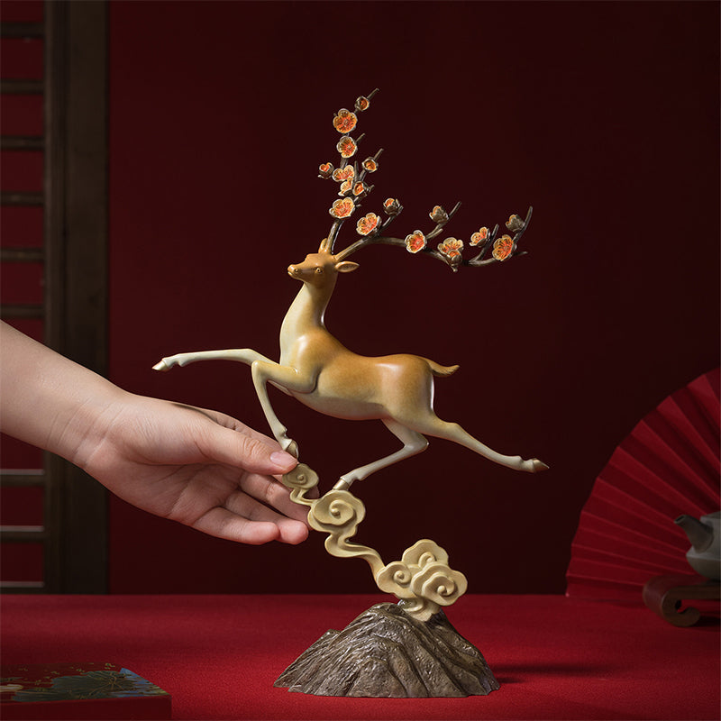 Blooming Path・Auspicious Cloud Spirit Deer Brass Ornament