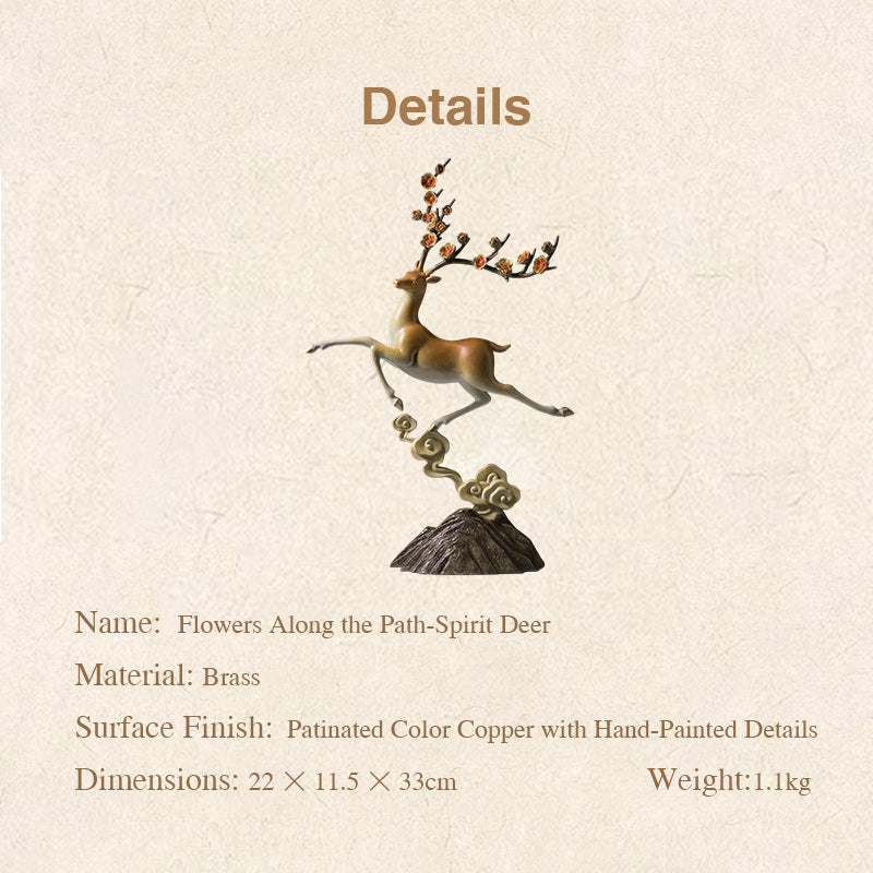 Blooming Path・Auspicious Cloud Spirit Deer Brass Ornament
