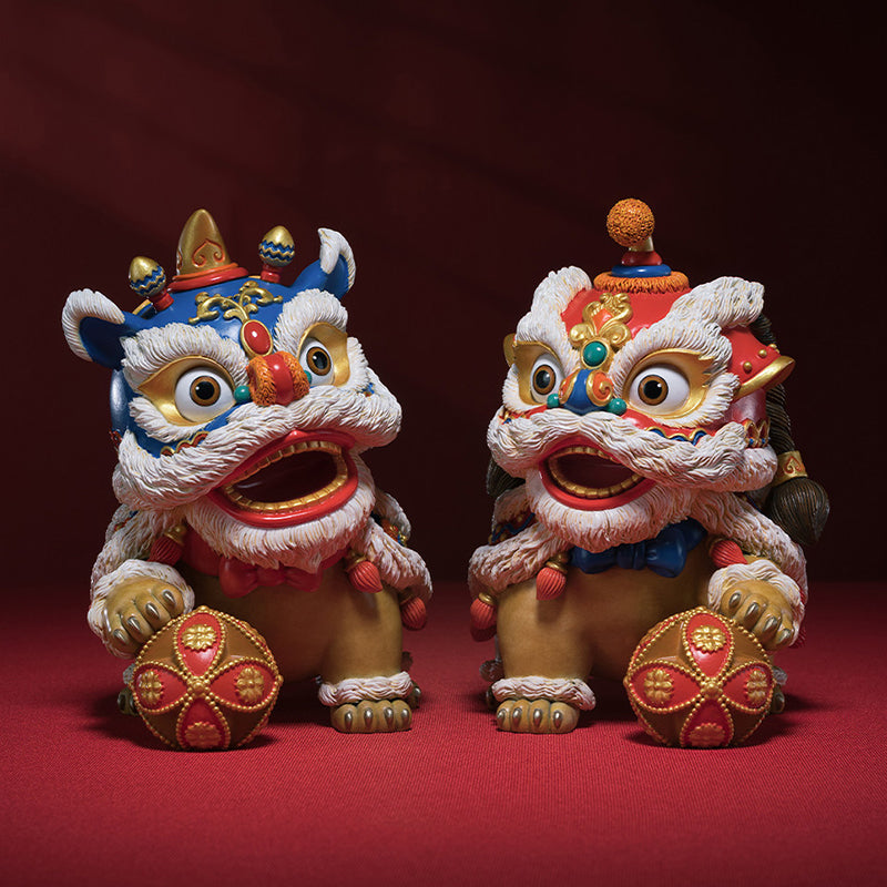 Lion dance auspicious creative bronze lion ornament