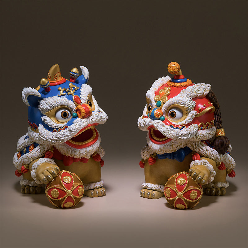 Lion dance auspicious creative bronze lion ornament