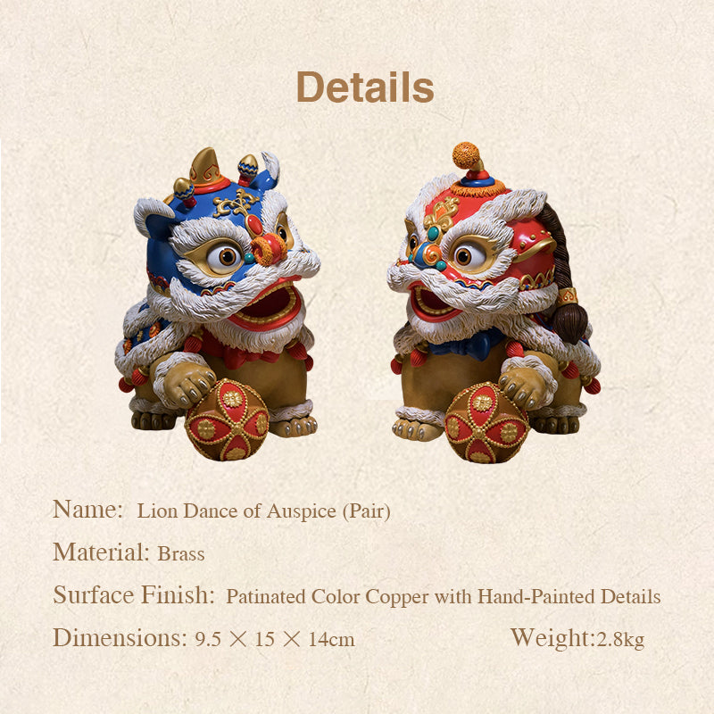 Lion dance auspicious creative bronze lion ornament
