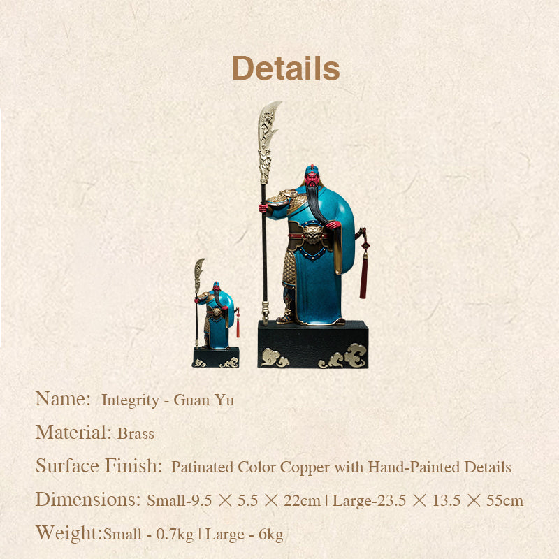 Guan Yu, the God of Wealth and War, Brass Statue