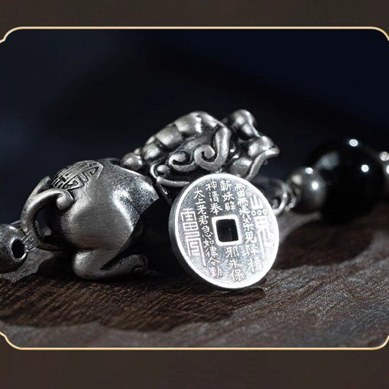 Lightning-Struck Jujube Wood Pixiu Bracelet