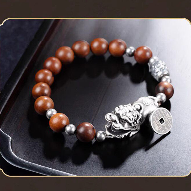 Lightning-Struck Jujube Wood Pixiu Bracelet