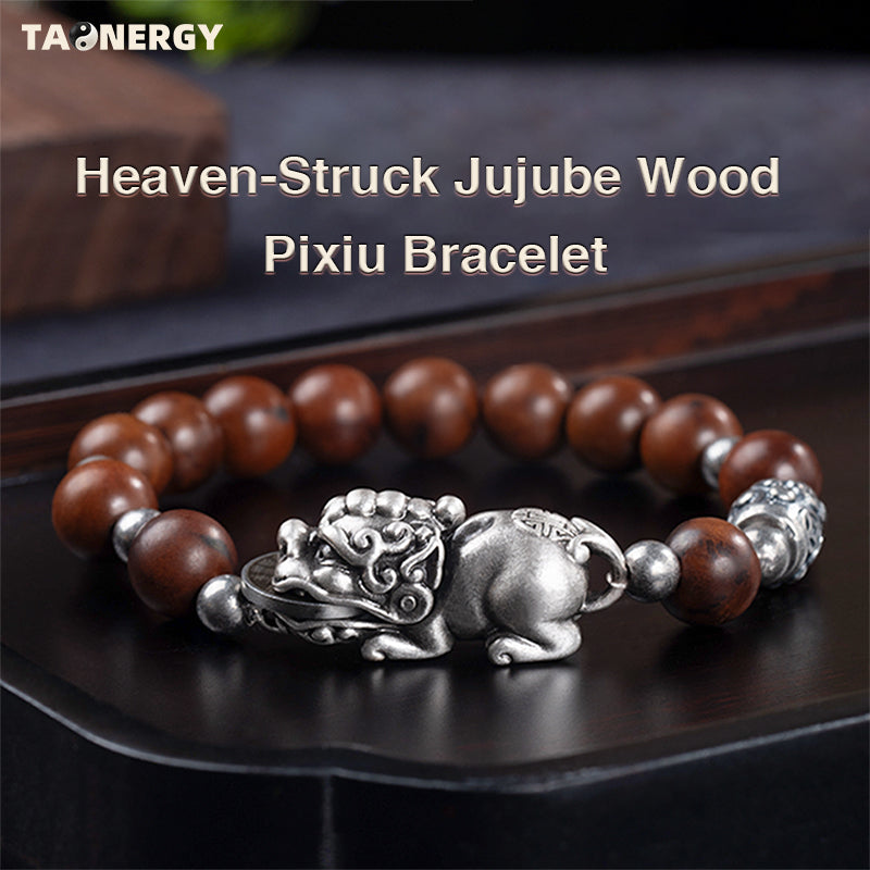 Lightning-Struck Jujube Wood Pixiu Bracelet