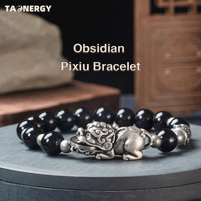 Lightning-Struck Jujube Wood Pixiu Bracelet