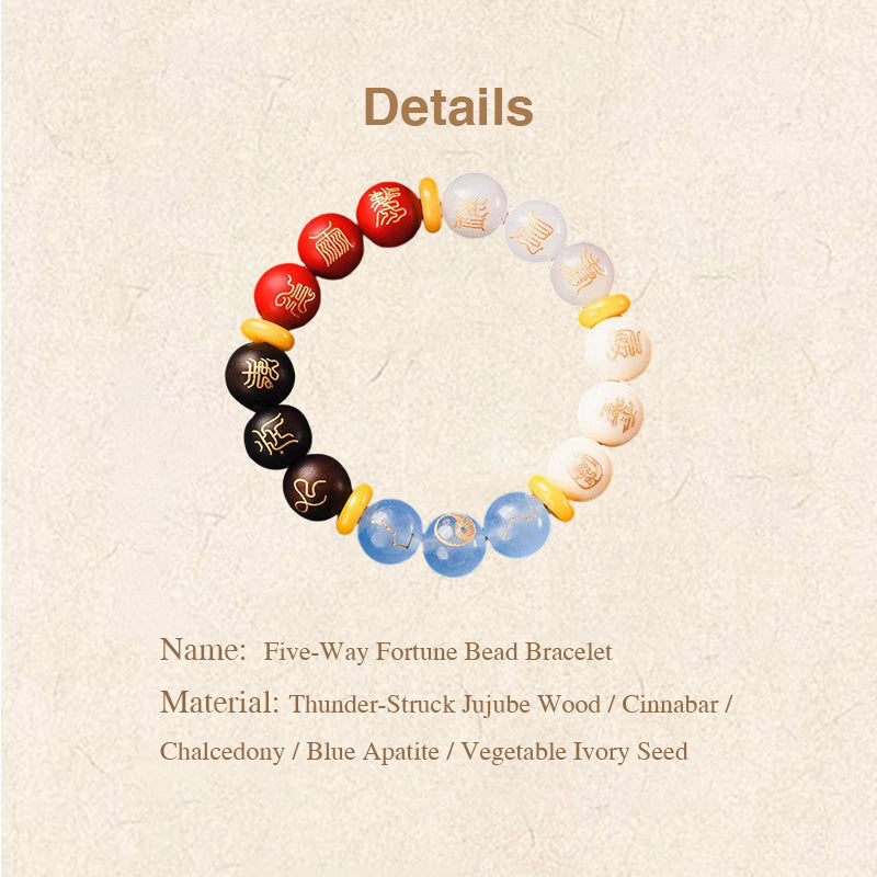 Five-Way Fortune Bead Bracelet