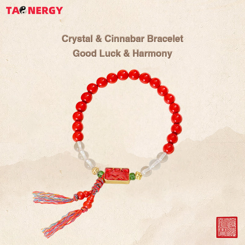 Cinnabar Clear Quartz Fortune Bracelet