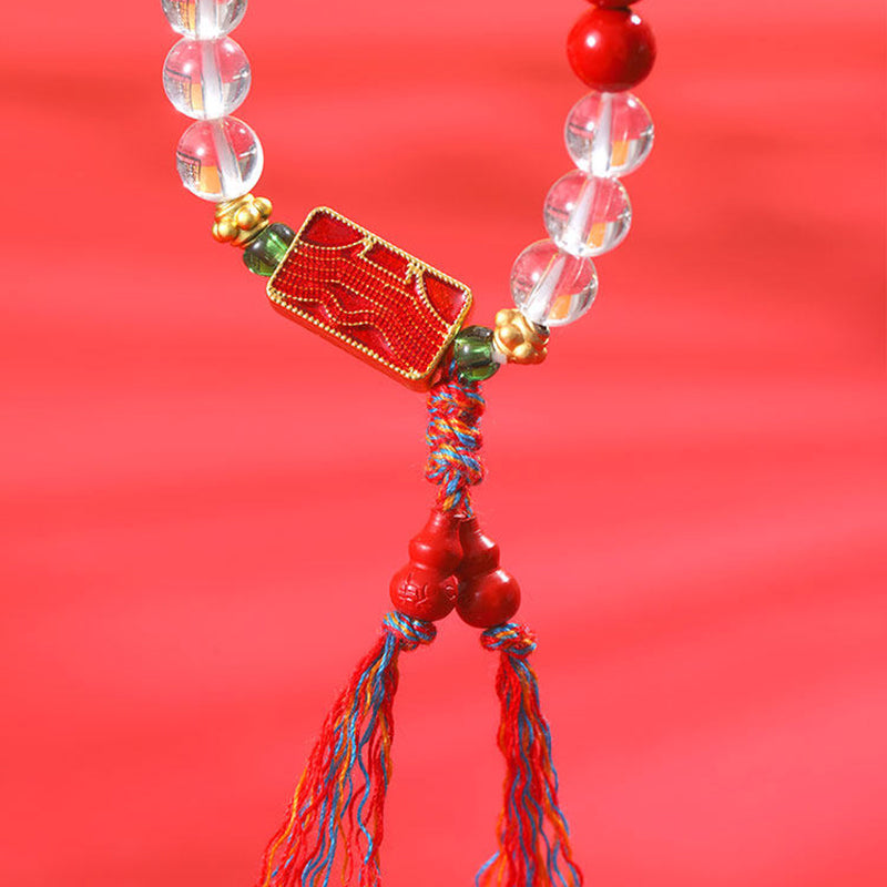 Cinnabar Clear Quartz Fortune Bracelet