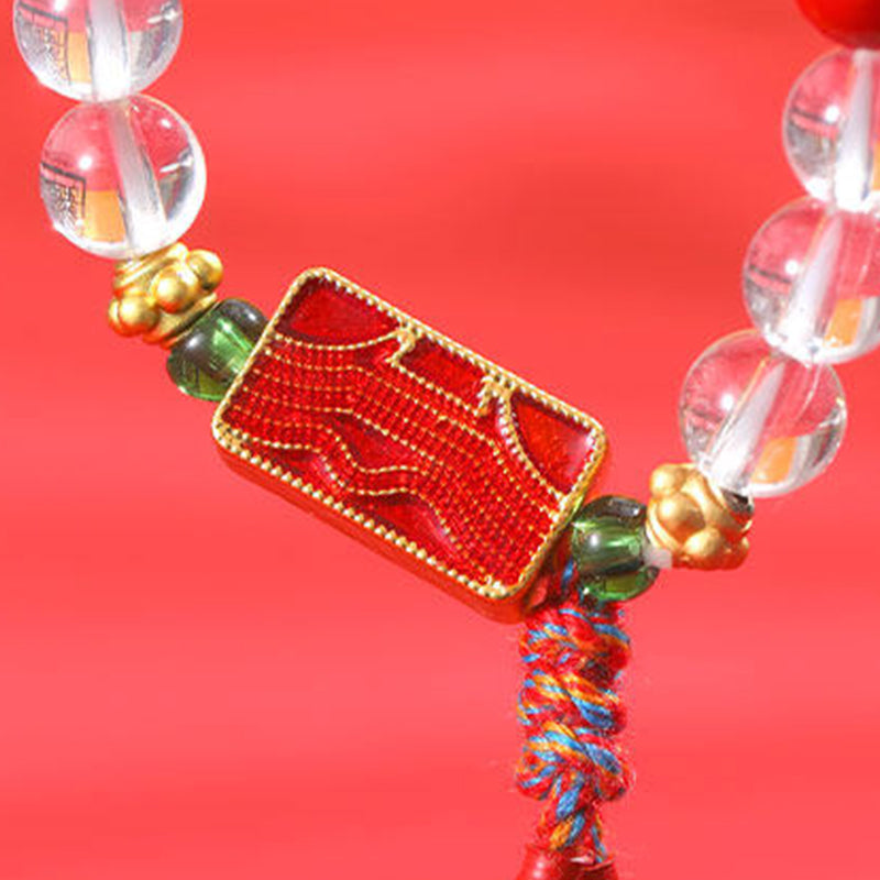 Cinnabar Clear Quartz Fortune Bracelet
