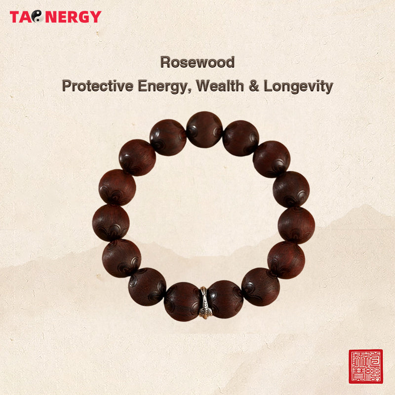 Red Sandalwood Lotus Carved Bracelet