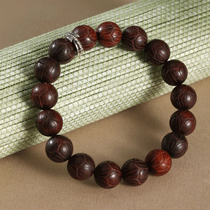 Double-Sided Lotus Sandalwood Bracelet