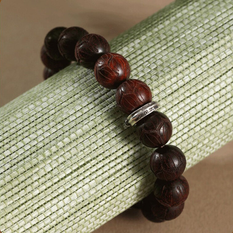 Double-Sided Lotus Sandalwood Bracelet