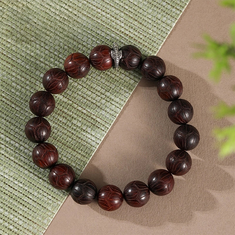 Double-Sided Lotus Sandalwood Bracelet