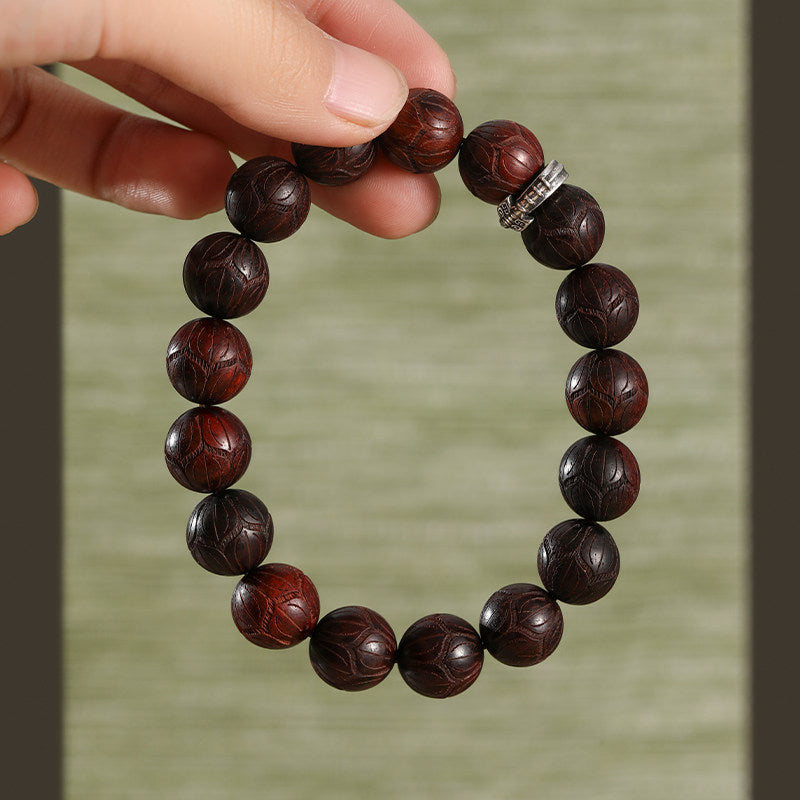 Double-Sided Lotus Sandalwood Bracelet