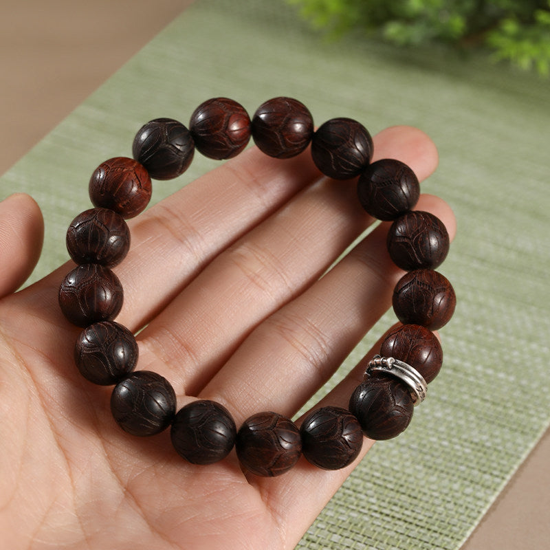 Double-Sided Lotus Sandalwood Bracelet