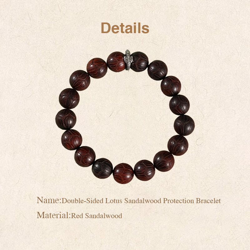 Double-Sided Lotus Sandalwood Bracelet